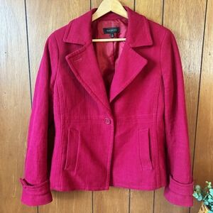 Talbots Pink Textured Cotton Blazer Jacket Women Size 10 Career Staple Piece